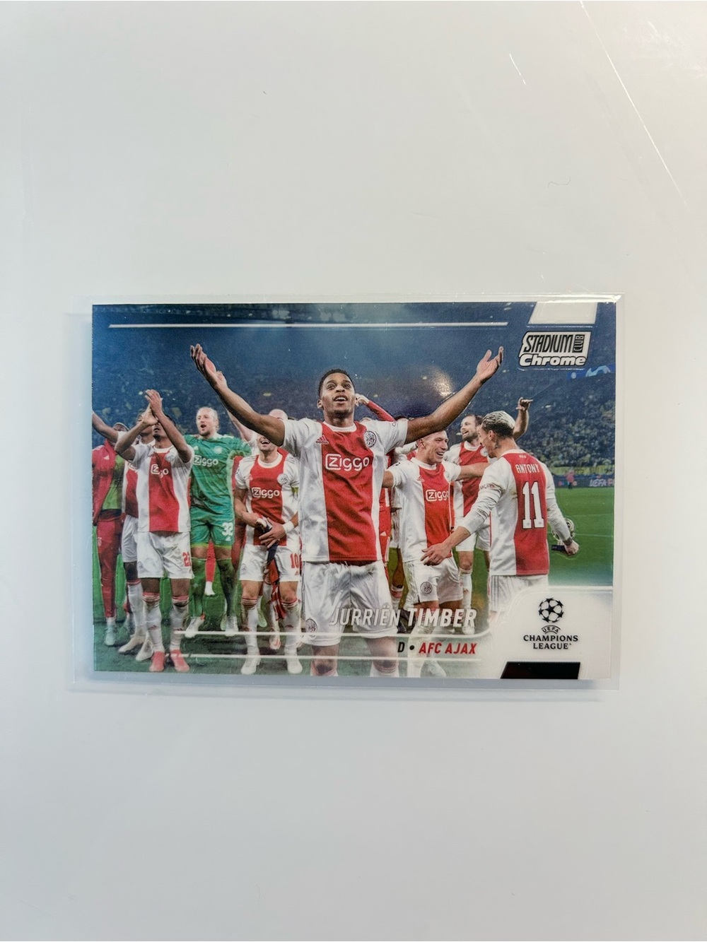 Ajax Champions League Player Card - Jurrien Timber (Red & White)